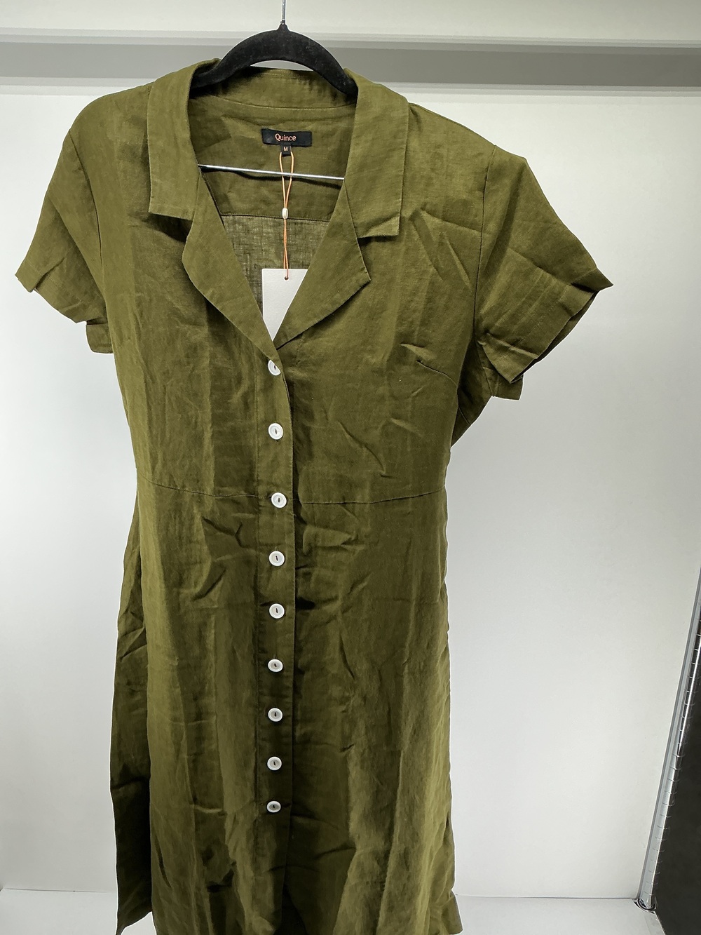 100% European Linen Button Front Dress